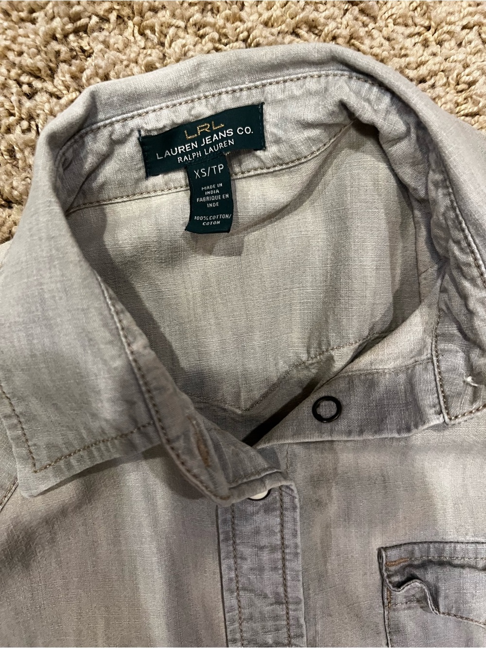 Ralph Lauren Light Gray Western Snap-Front Shirt - Picture 2 of 2